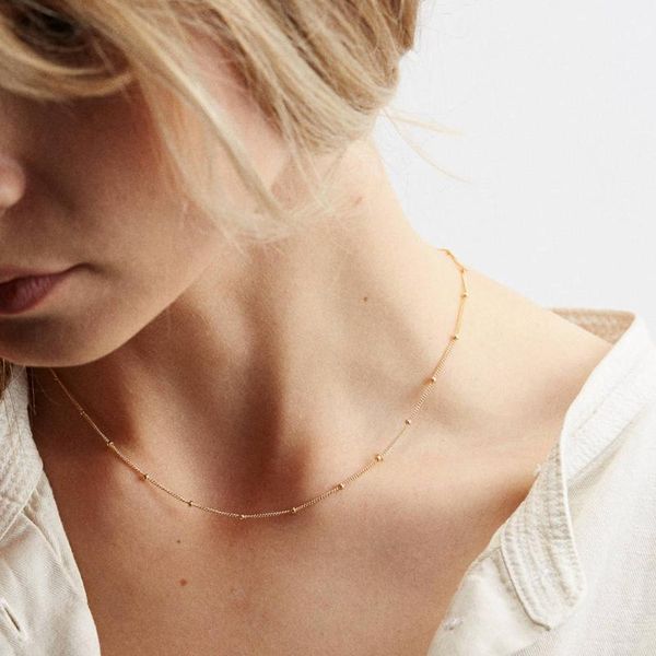 

chains dainty stainless steel necklace fashion silver gold color chain link pendant girl women gift creative necklace1