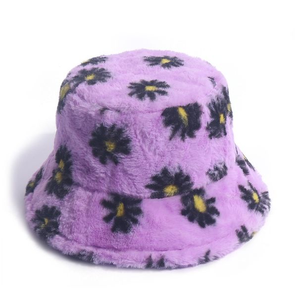 

2020 осенью и зимняя ромашка принт рыбацкой шляпу плюшевые красные все-матч путешествия держать теплые кролики ковша шляпы jllgql nana_home, Black;white