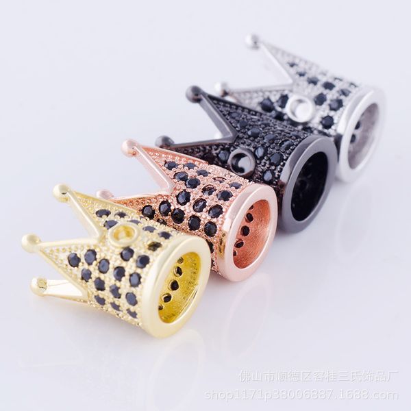 

handmade diy jewelry gold zircon stone copper crown charm for bracelet making, Bronze;silver