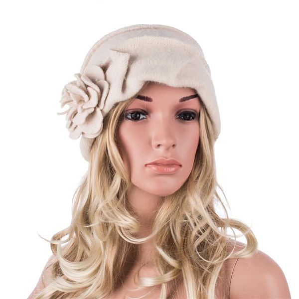 

berets elegant 1920s style ladies hats winter beret beanie for women bucket cloche cap 100% boiled wool warm a376, Blue;gray