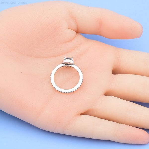 

factory5z1qwith real 925 sterling silver cz diamond original box set fit pandora style wedding ring engagement jewelry for women gi