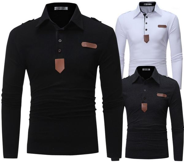 

2020 autumn new style korean-style versatile men solid color style epaulet design slim fit long sleeve shirt1, Tan;black