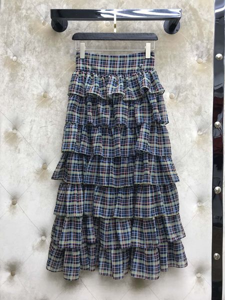 

2020 fashion long plaid skirt lanon for women y1214, Black