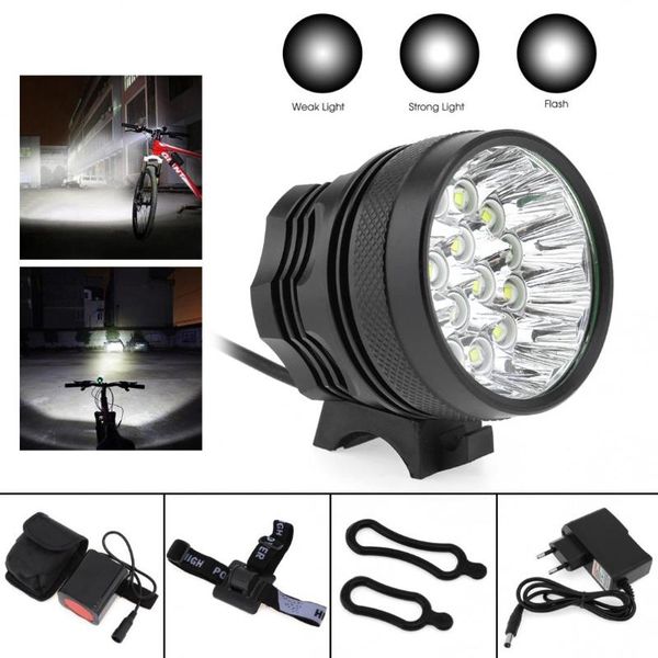 

16 x xm-l t6 led bicycle lamp bike light 3 switch modes headlight cycling torch with 8.4v 6400mah battery set