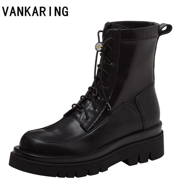 

мода лакированные ботильоны для женщин офиса на открытом воздухе повседневной обуви круглый носок шнуровке натуральная кожа ботильоны обувь, Black