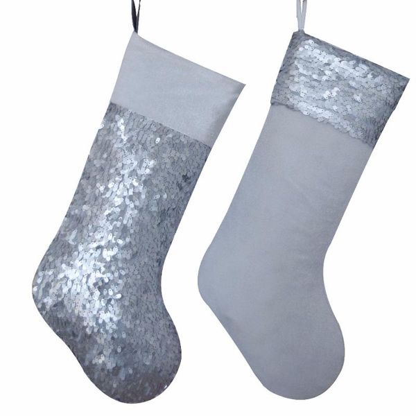 

Free shipping Decoration Sequin Glitter body Christmas stocking with velvet cuff Gold socks P7923