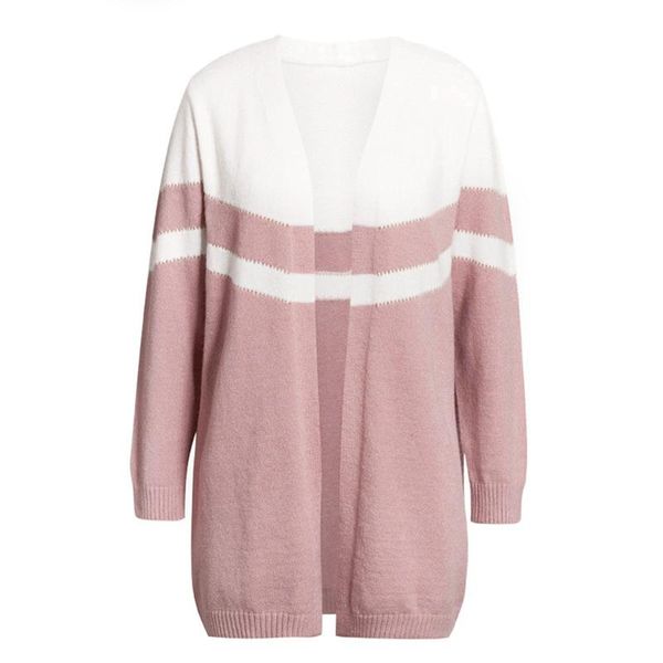 

women's fashion round neck striped sweater loose knit pullover, White;black