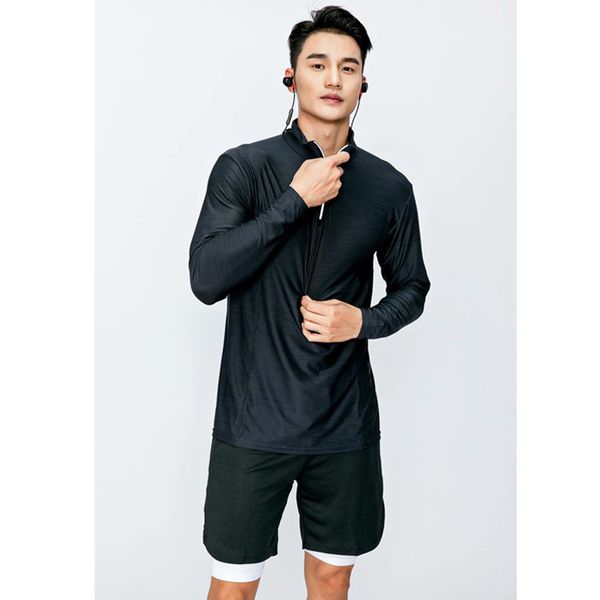 

sports long sleeve t-shirt men's spring and autumn fitness running breathable loose training quick drying sweat absorbing clothes, Gray