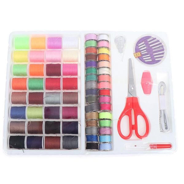 

1 box sewing kit diy multi-function measure scissor thimble thread needle storage box travel set, Black