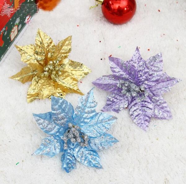 

10pcs gold/blue/purple flower with powder for garland wreath decoration party holiday birthday venue decoration