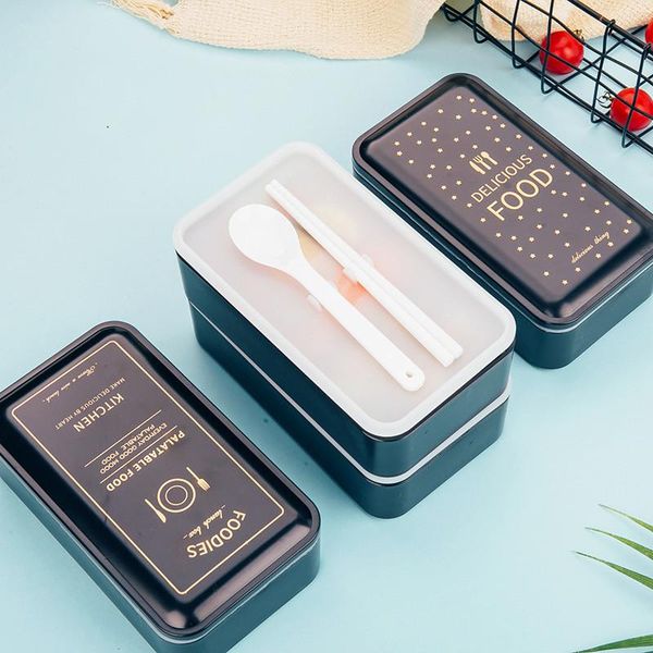 

800ml bpa lunch box microwavable food container 2 layer portable bento box for kids picnic office worker school dinnerware bbyjzc