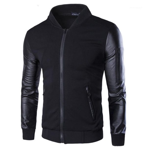 

men's jackets 2021 bomber jacket men's coats patchwork leather men outerwear autumn slim fit coat male brand clothing motorcycle j, Black;brown