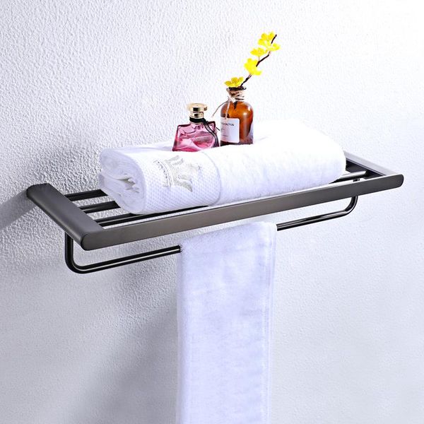 

towel racks bathroom hardware kit gun gray double layer rack wall mounted stainless steel fixed bath