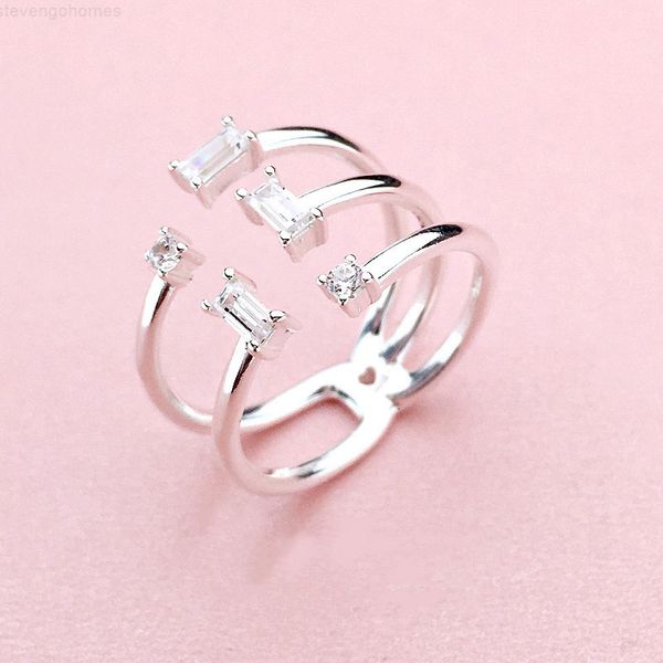 

women cz diamond open ice cube ring beautiful party jewelry for pandora 925 sterling silver rings with original box high, Slivery;golden