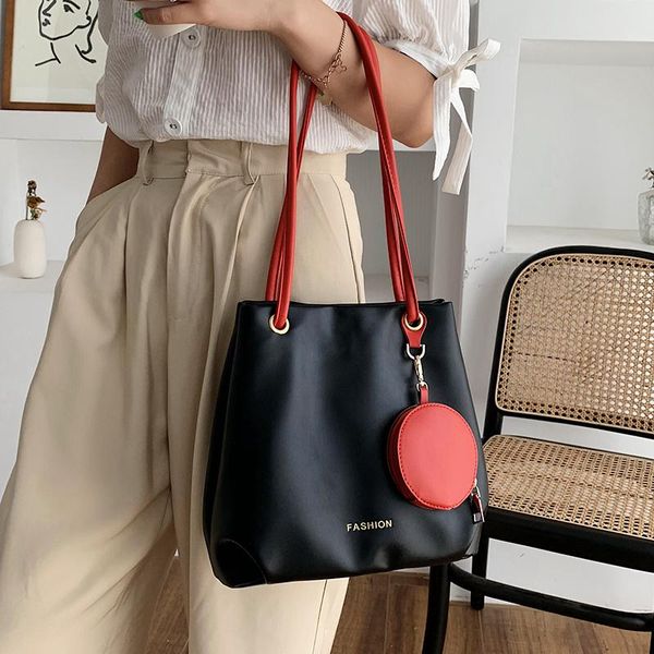 

soft leather large capacity tote bag designer lady fashion shoulder bag hobo bucket shopper handbag purse kawaii sac a main 2021