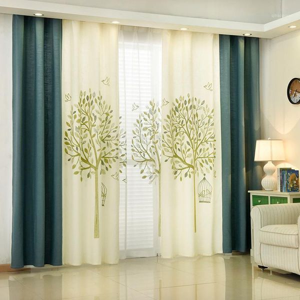 

2020 new type factory direct selling customized korean pastoral cotton and embroidery shade curtain cloth1