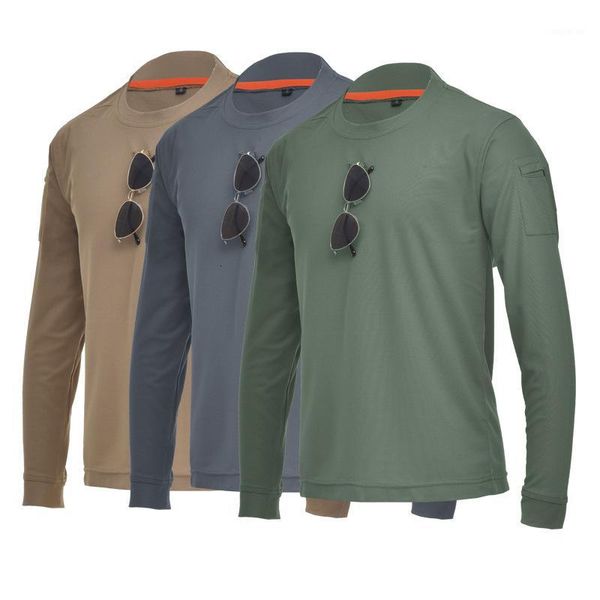 

tactical t-shirt outdoor men solid color loose stretch long sleeve t-shirts army fan camping climbing hiking t shirt1, Gray;blue