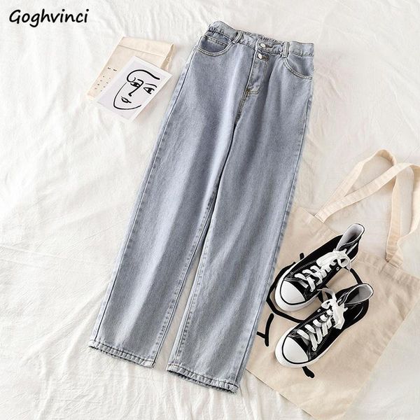 

women's jeans women denim female casual trousers loose straight high waist boyfriends streetwear cowboy vintage all-match korean style, Blue