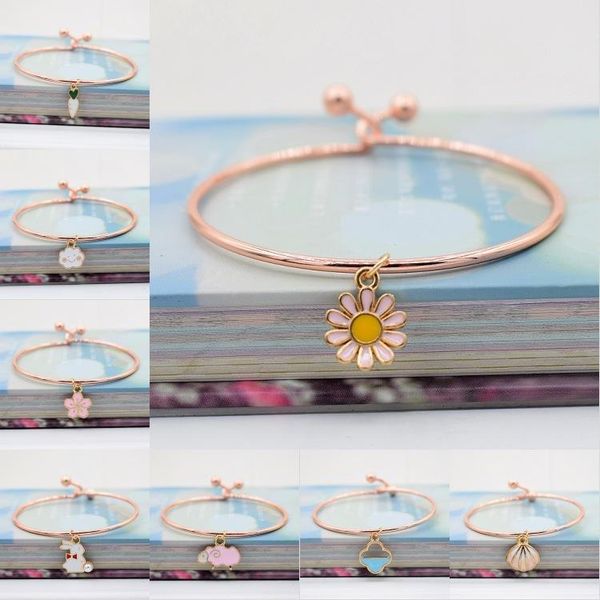 

bangle selling fashion personality exquisite rose gold bracelet for female jewelry art elegant simple open flower 2021, Black
