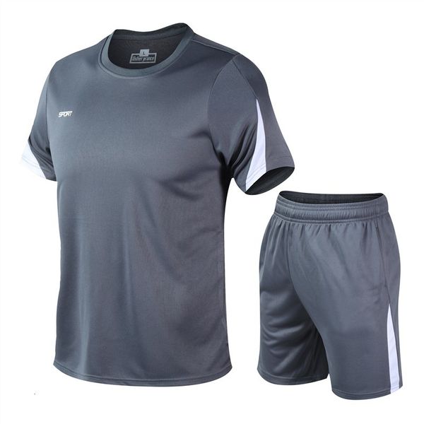 

2021 man clothing new t-shirt sports quick dry casual running suit summer short sleeve shorts 2-piece set ii00, White;black