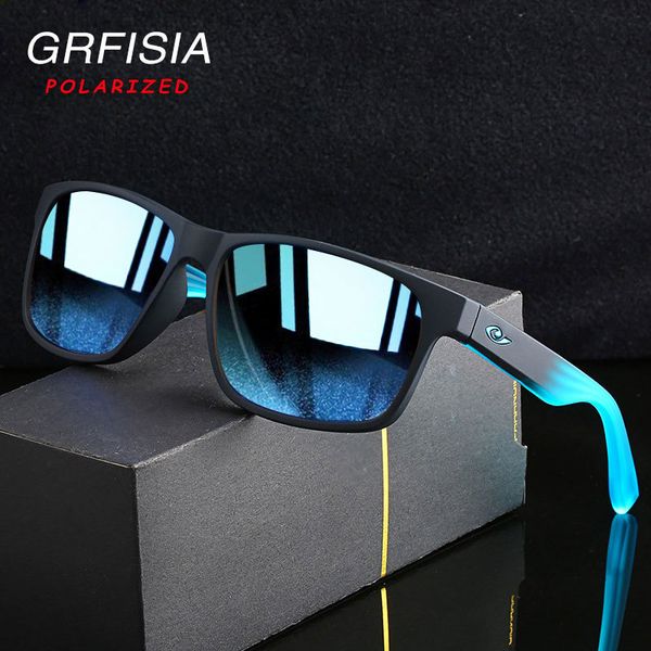 

grfisia sports style polarized sunglasses men very cool color square eyeglasses frame sun glasses male 100% tac lens uv goggles