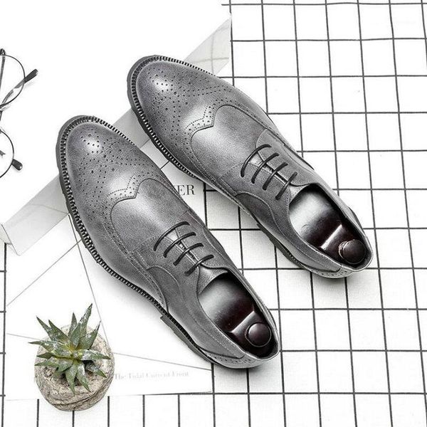 

male leather classic brogue shoes flats oxfords for wedding office business formal men dress shoes a51-241, Black