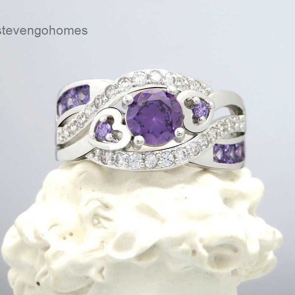 

purple diamond love four claw wedding accessories: ring, ladies' jewelry, Silver