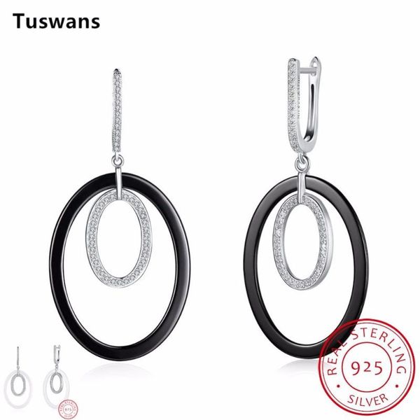 

dangle & chandelier retro vintage large double oval porcelain earrings 925 sterling silver for women brincos 2021(tsce005)