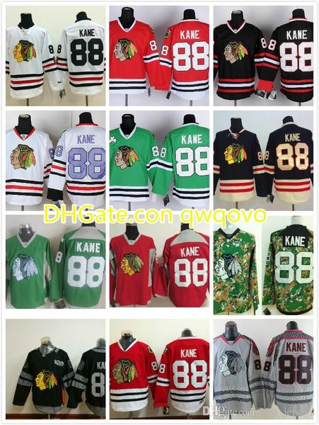 

2017 nhl chicago blackhawks #88 patrick kane hockey jersey home white red green black gray camo winter classic stitched logo cheap, Black;red