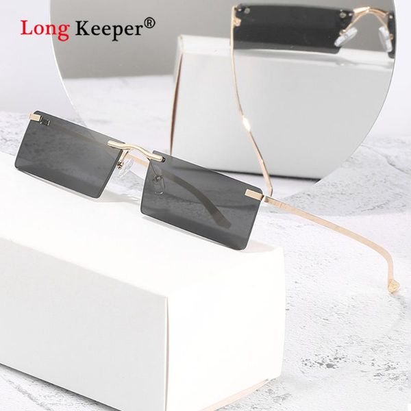 

sunglasses 2021small rimless women summer style rectangle sun glasses shades female retro black pink trend 90s eyewear, White;black