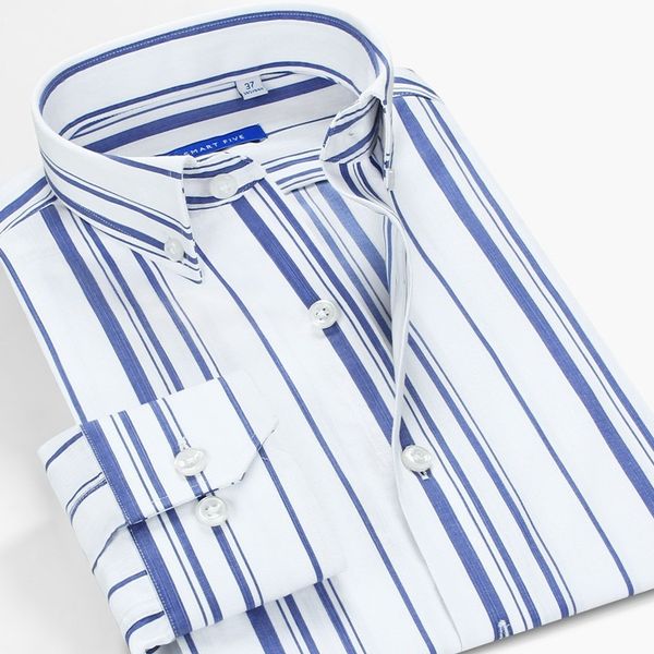 

2020 long intelligent five sleeve casual striped fashions men's shirt 100% cotton 6wej, White;black