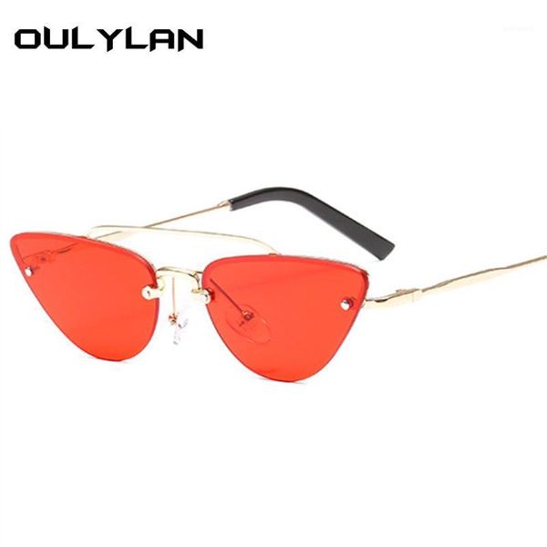 

sunglasses oulylan retro cat eye women brand matel sun glasses frames female trendy red sunglass uv400 mirror eyewear male1, White;black