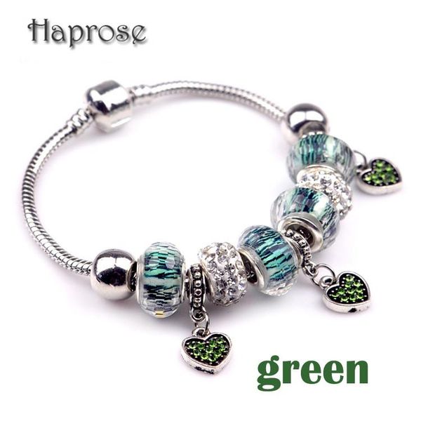 

charm bracelets 2021 brand vintage jewellery heart & bangles for women crystal beads bracelet pulsera gift, Golden;silver