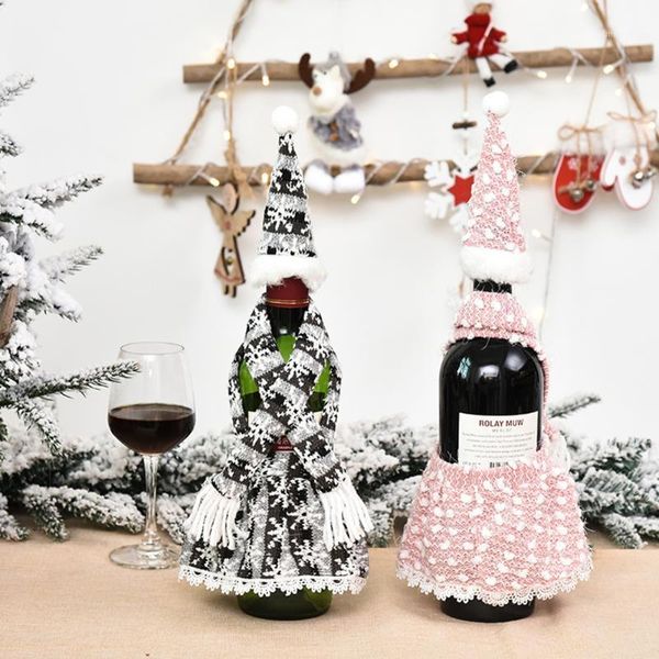 

christmas wine bottle covers apron suit table wine bottle dress up props new year 2020 christmas dust cover bag1