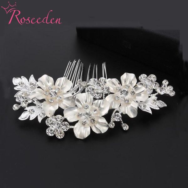 

romantic flowers bride hair comb handmade rhinestones wedding hair accessories bridesmaid party jewelry re774, Golden;silver