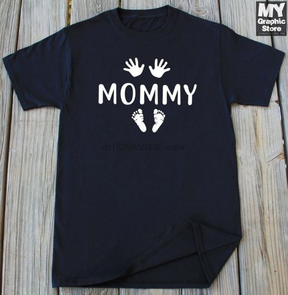 

new mommy mom mama t-shirt pregnancy announcement baby surprise reveal ideas brand 2020 new cotton men clothing cartoon t shirts, White;black