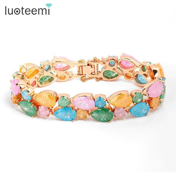

luoteemi new selling mona lisa bracelet multi cubic zircon bracelet bangles for women wedding jewelry accessories, Black