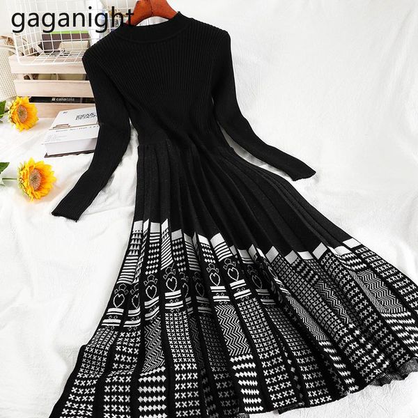 

gaganight 2021 new women maxi dress knitted bodycon party bottom vestidos fashion office lady slim pleated dresses dropshipping, Black;gray