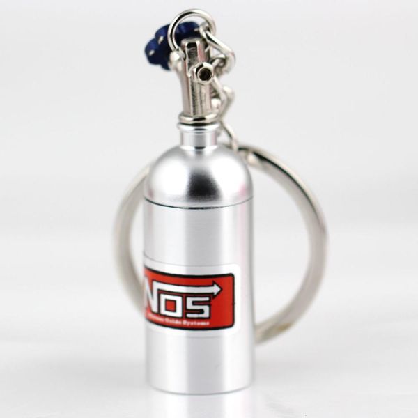 

nitrogen bottle metal nos chain key turbo ring holder car keychain pendant jewelry for women men unique mini keyring 6c0, Silver