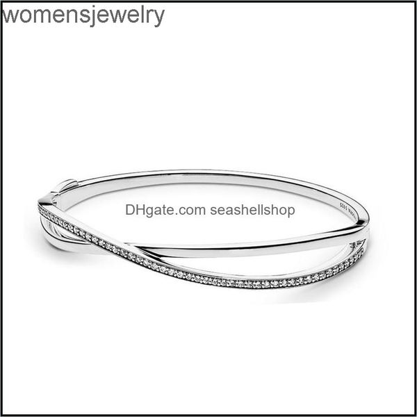 

new 2022 Â£925 sier wrap bracelet bracelet original box fashion cz diamond bangles ladies wedding gift jewelry set, Black