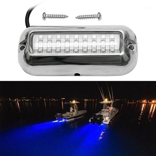 

new blue 27 led underwater boat marine transom lights stainless steel pontoon 12v1
