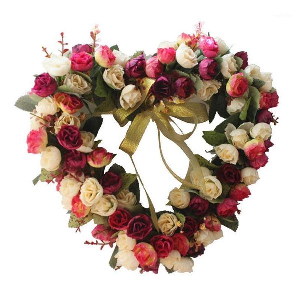 

decorative flowers & wreaths rose garland, heart-shaped hanging garland art for family wedding anniversary decoration1