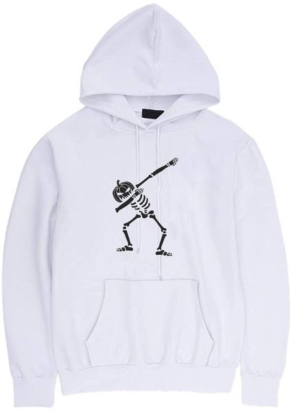 

wt20043 personality trend halloween funny pumpkin head skull print hooded cotton sweater simple women, Black