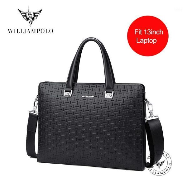 

williampolo men's bag leather 13inch lapbag handbags leather men's breifcases luxury design bags for documents pl2030611