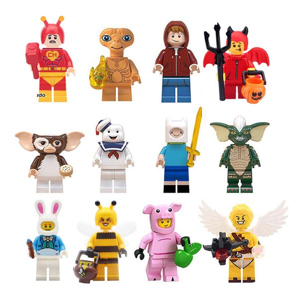 

building blocks gizmo stripe pink pig et finn stay puft diy figures cute gifs toys for kids