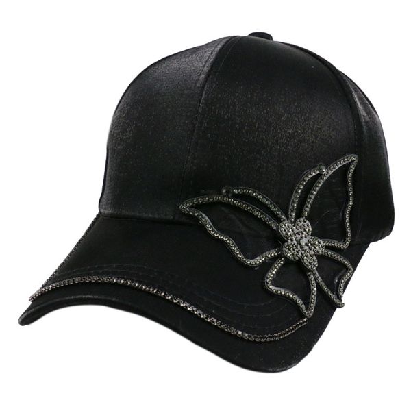 

winfox fashion black rhinestone butterfly baseball cap girls women snapback hip hop sun hatq1228, Blue;gray
