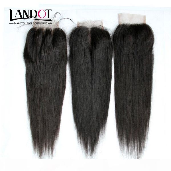 

brazilian straight virgin human hair lace closures middle 3 part peruvian malaysian indian cambodian mongolian hair closure 4x4size, Black