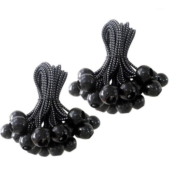 

2 sets/20pcs durable elastic rope portable tent fixed rope practical package ball outdoor supplies for hiking camping outdo1, Black;white