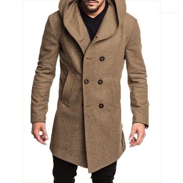 

long trench coat men streetwear jacket 2020 england style mens overcoats casual solid color woolen trench coat for men clothing1, Tan;black