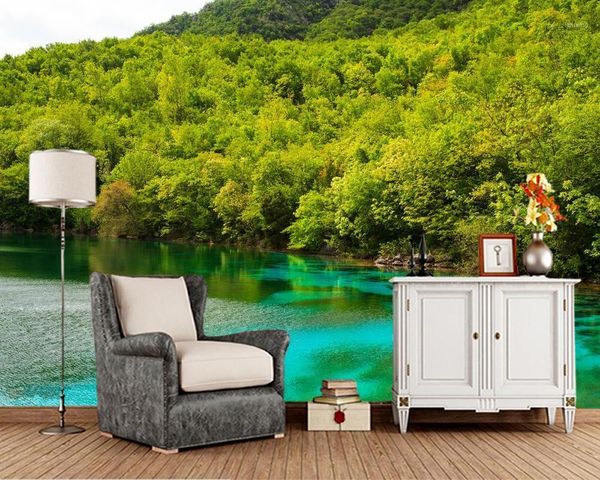 

forest lake natural landscape 3d wallpaper papel de parede,living room tv wall bedroom wall papers home decor restaurant mural1